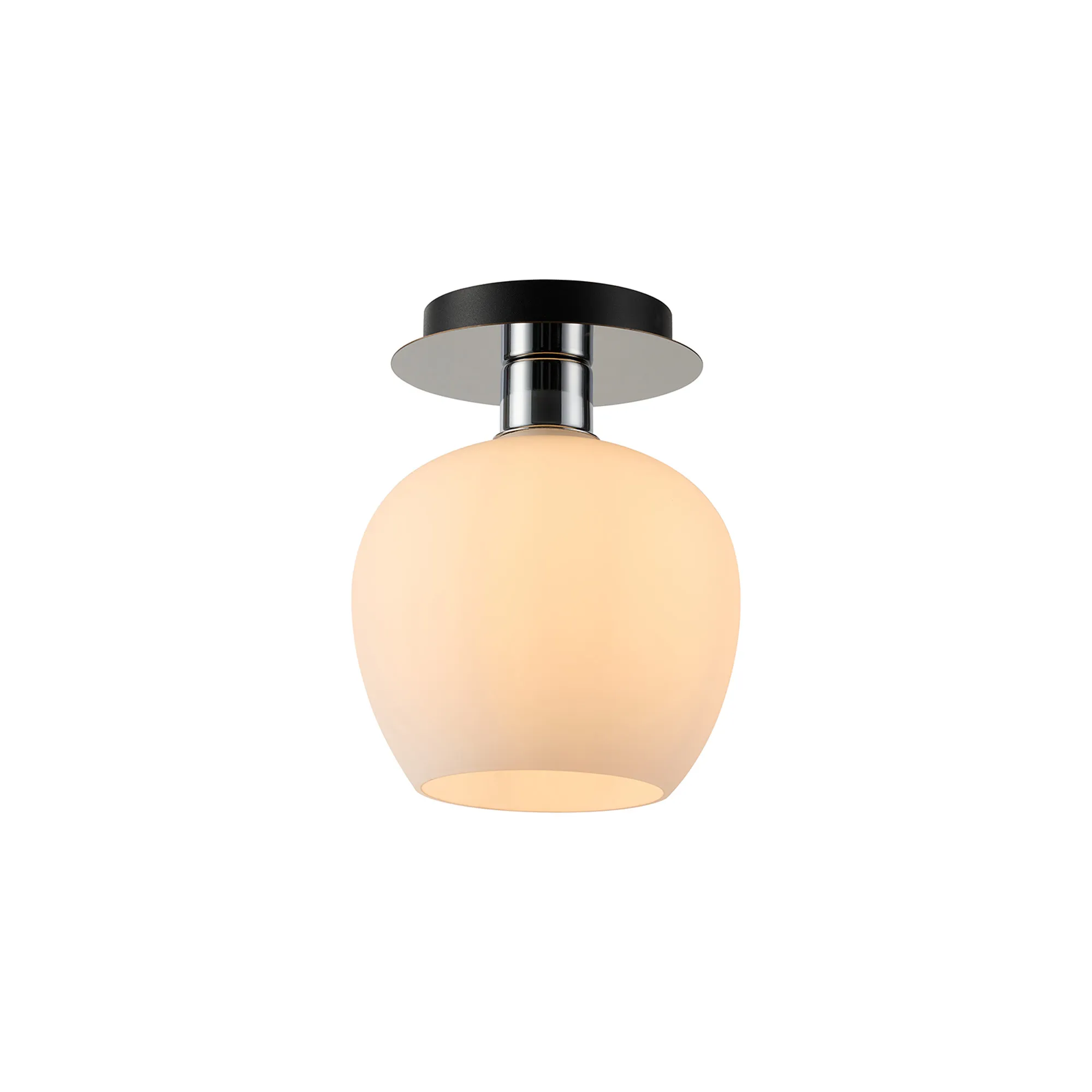 DK1337  Lori 15cm Round Ceiling Flush, 1 Light Flush Fitting E27, Polished Chrome/Opal Wine Shades